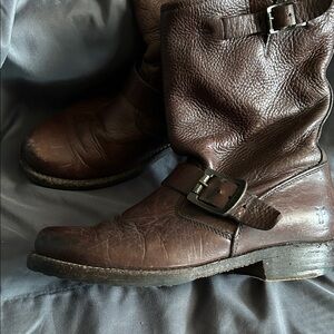 Frye Dark Brown Leather Heeled Boots